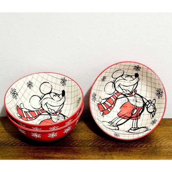NWT: Disney - Set of 3, Mickey Mouse Christmas Sketchbook, Snack/ Tidbit Bowls - Picture 1 of 7